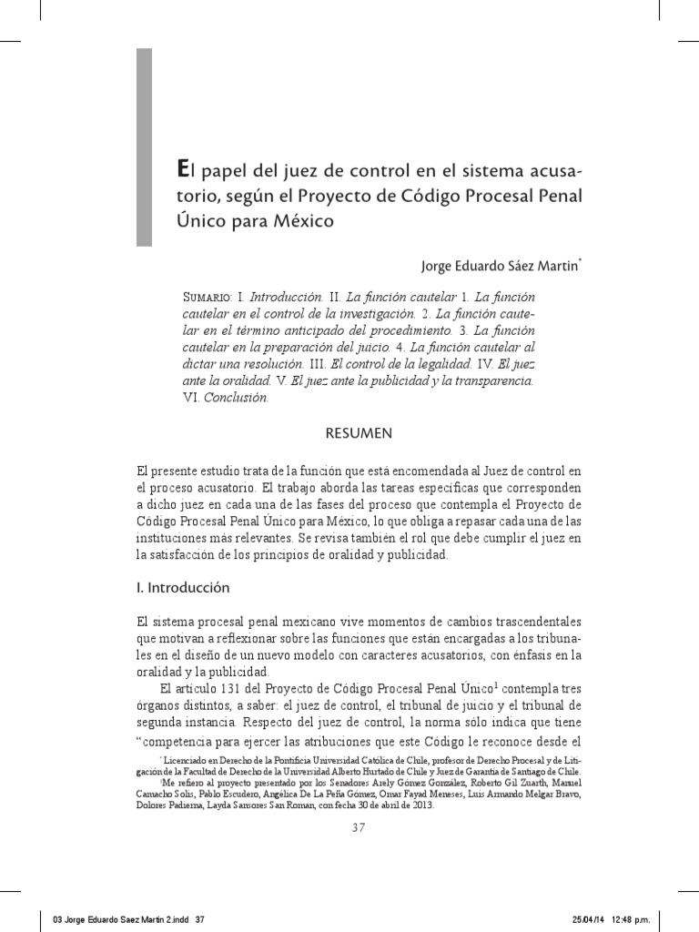 Función del Juez de Control en México | PDF | Procedimiento Criminal ...