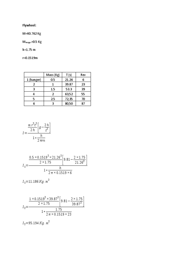 Flywheel Moment of Inertia PDF Dynamics (Mechanics) Geometry
