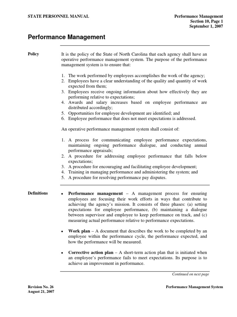 Performance Management: State Personnel Manual Performance Management ...