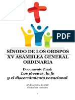 Relación Final - XV Asamblea Ordinaria Del Sínodo de Los Obispos: "Los Jóvenes, La Fe y El Discernimiento Vocacional" (2018)