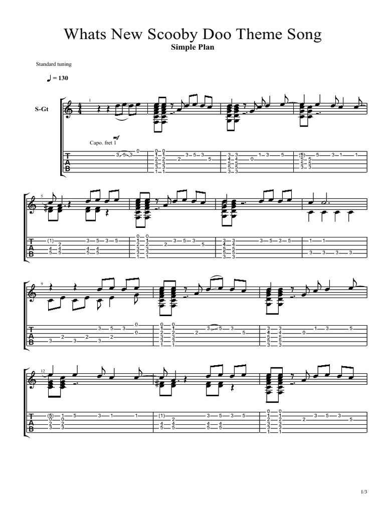 Whats New Scooby Doo Theme Song PDF | PDF | String Instruments | Guitar ...