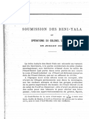 Soumission Des Beni Yala Et Operations Du Colonel Canrobert En Juillet 1849 Revue Africaine Bulletin De La Societe Historique Algerienne Pdf Conflit Arme