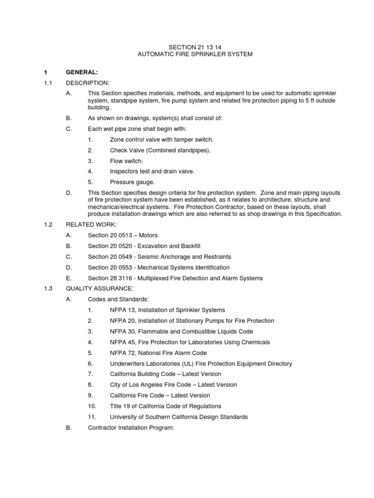 Automatic Fire Sprinkler System Guide | PDF