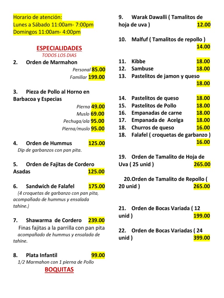 Menu Azize Sept.2018 | PDF | Cocina europea | Comida regional y étnica