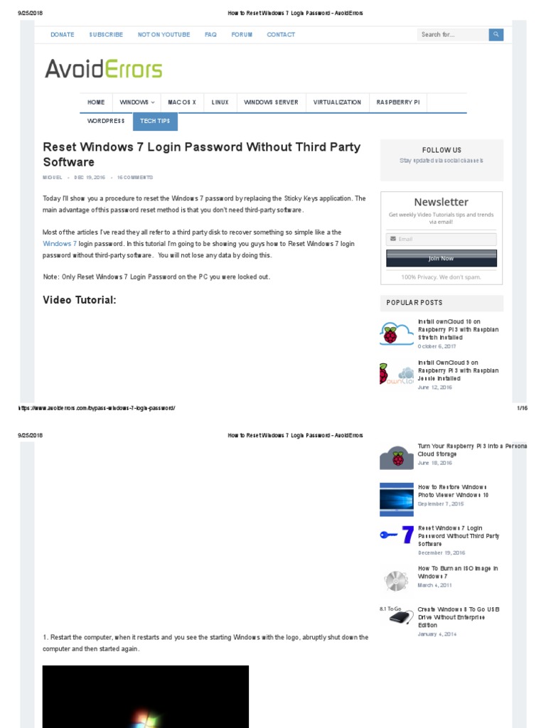 How To Reset Windows 7 Login Password - AvoidErrors | PDF | Password ...
