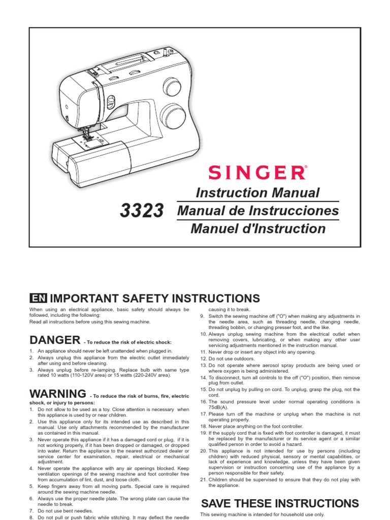 Singer Instruction Manual PDF | PDF | Sewing Machine | Sewing