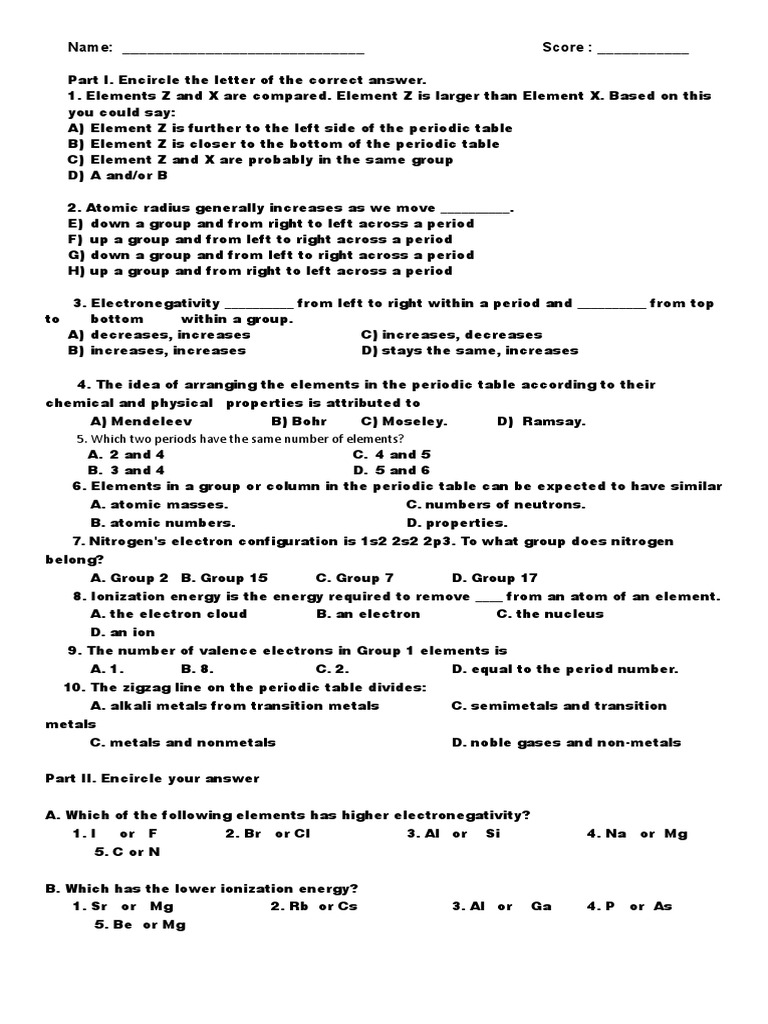 Periodic Table Quiz (2) | Periodic Table | Chemical Elements