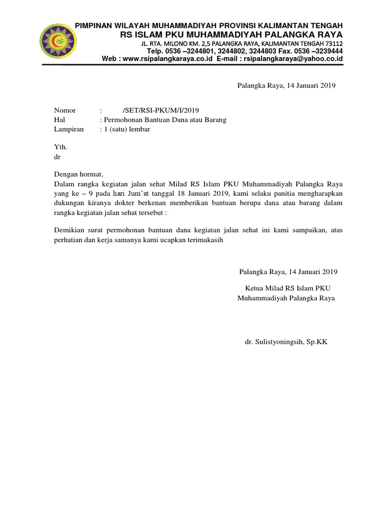 Surat Permohonan Sumbangan Pdf