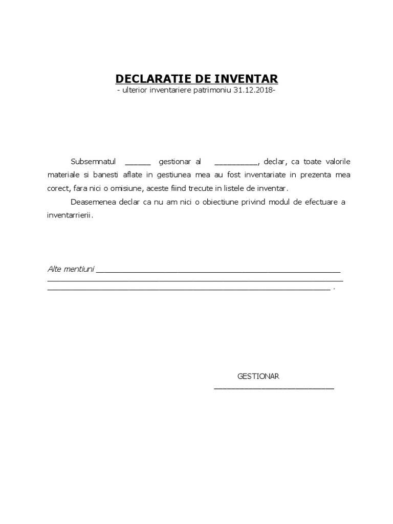 Declaratie Inventar | PDF