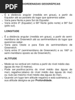 As Coordenadas Geográficas