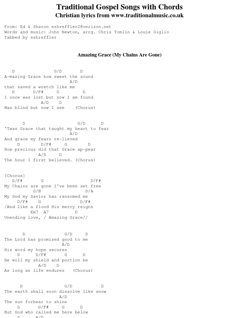 Amazing Grace My Chains Are Gone Chords Amazing Grace Religious Belief And Doctrine