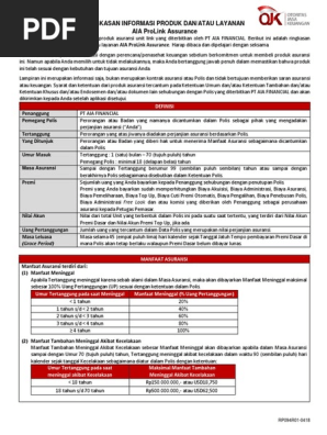 Ringkasan Produk Aia Prolink Assurance Wrp094r01 0418 060420