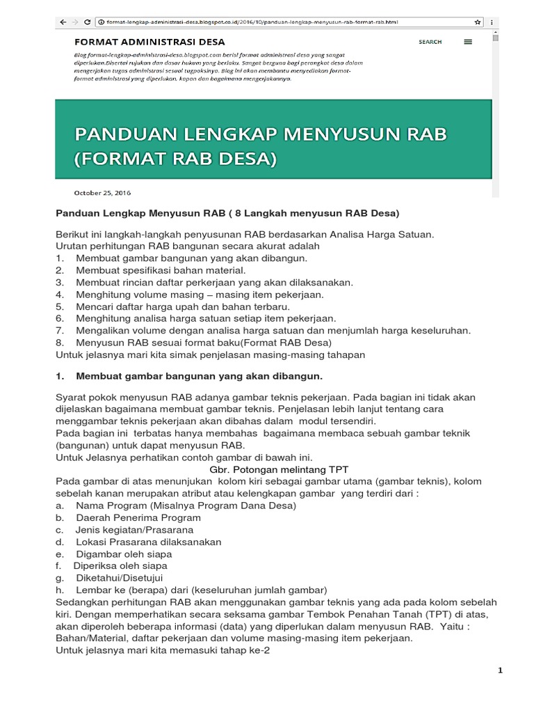 Panduan Penyusunan RAB Desa Lengkap | PDF | Metode & Bahan Ajar | Griya ...