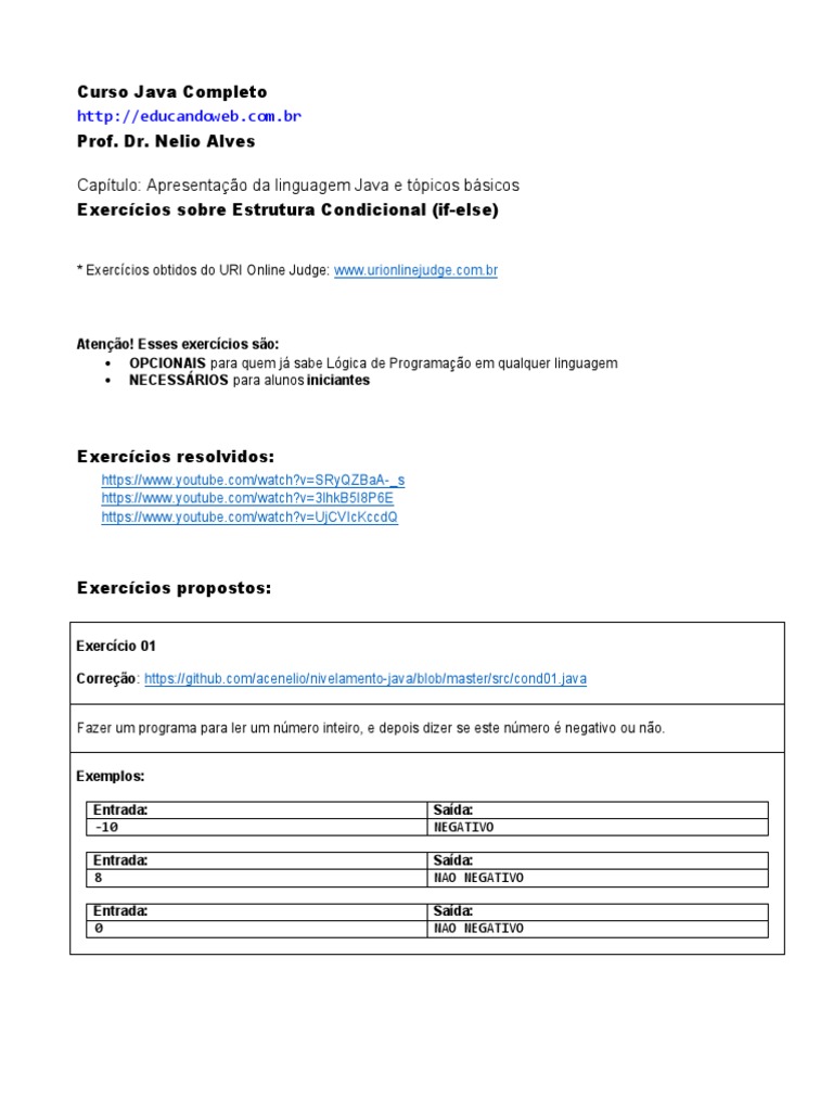 Exercicios JAVA | PDF | Impostos | Imposto de Renda