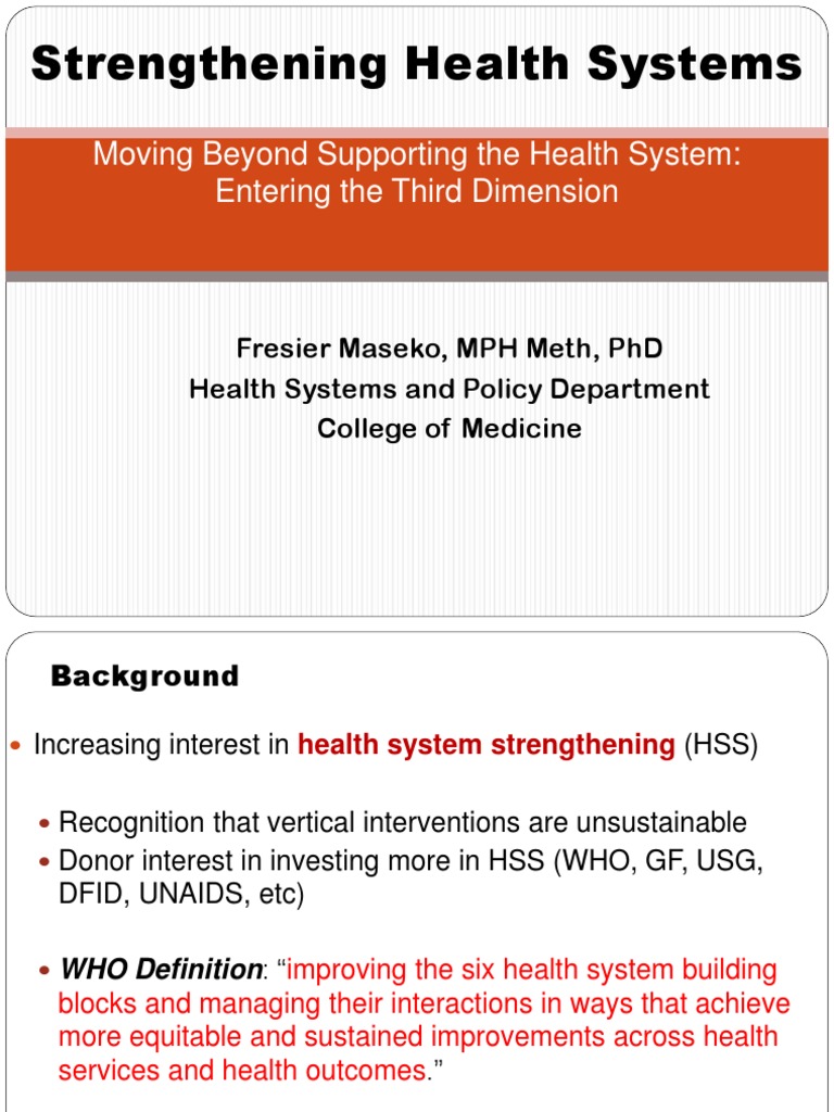 Health System Strengthening Explained | PDF | Health System | System