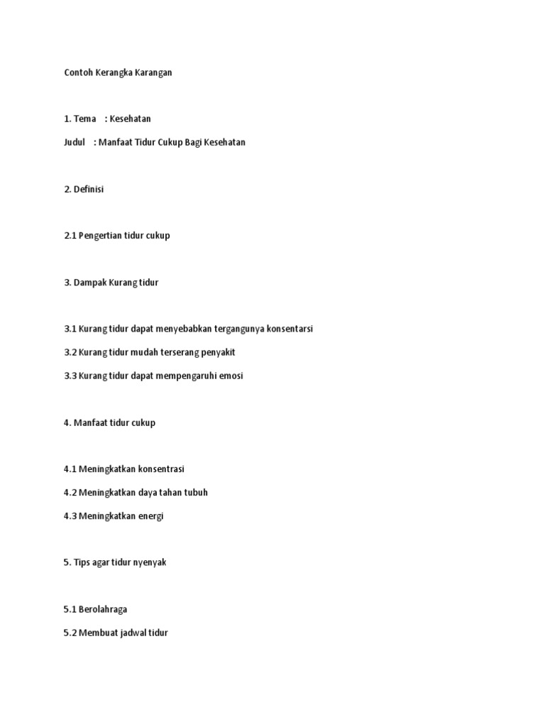 Contoh Kerangka Karangan Pdf