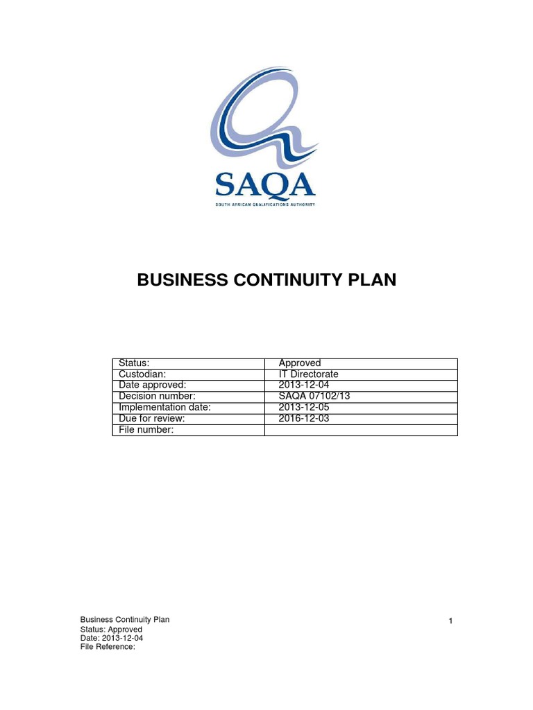 Business Continuity Plan Overview | PDF | Backup | Risk Management