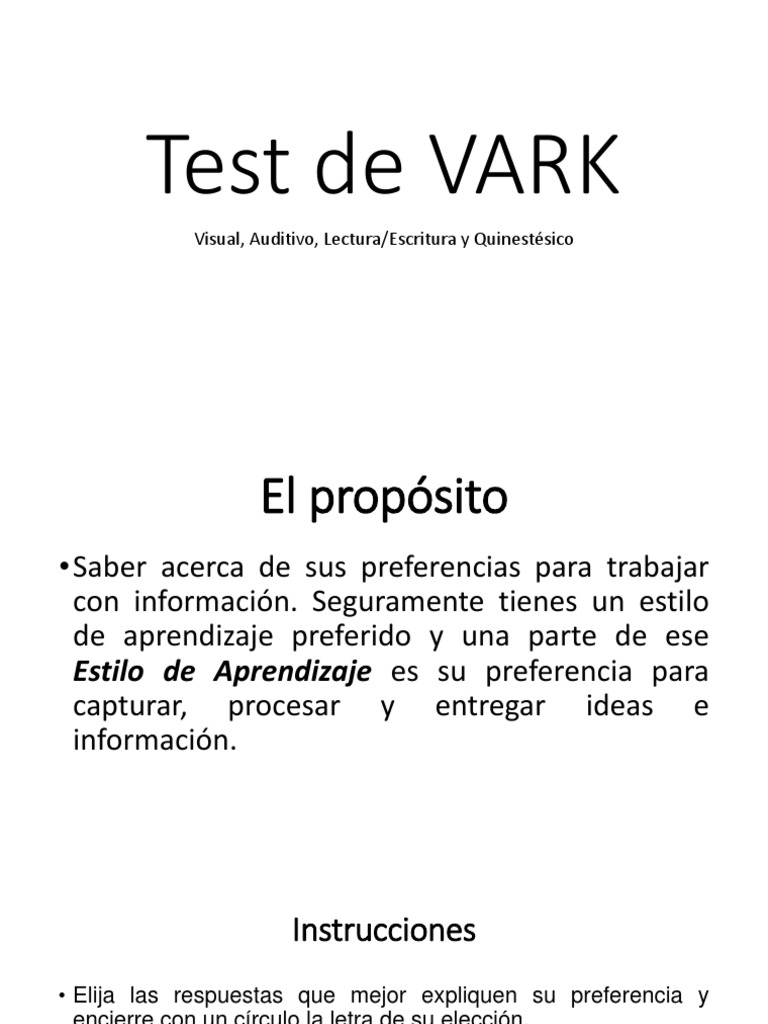 Test de Estilos de Aprendizaje VARK | PDF | Libros | Sicología