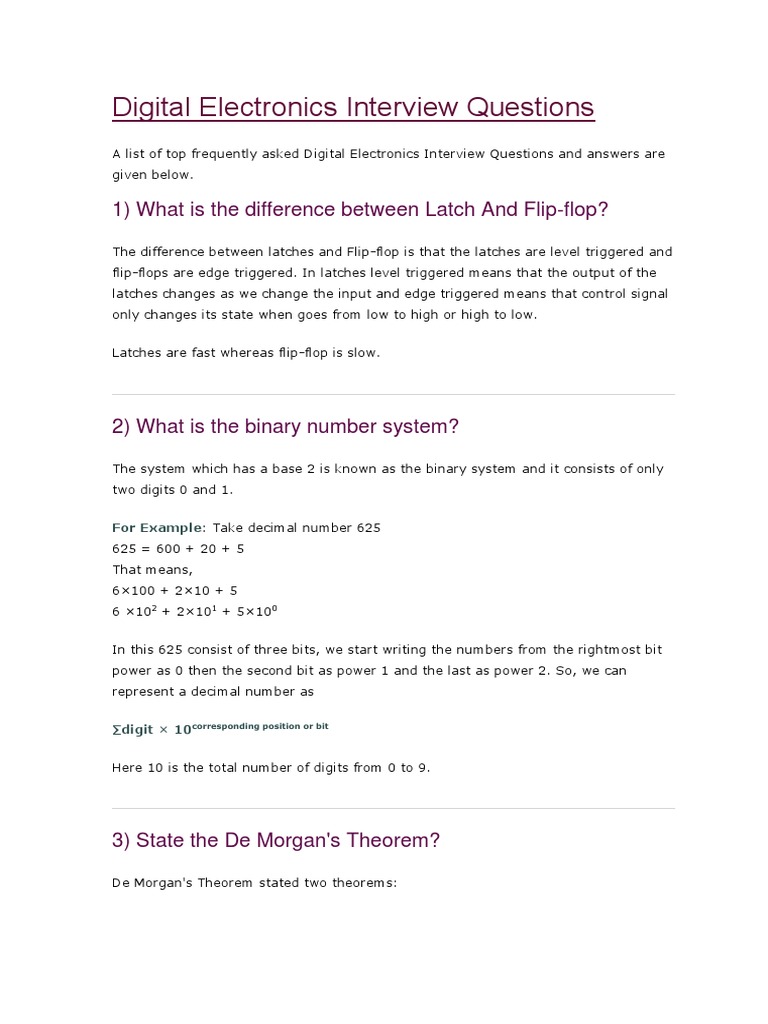 Digital Electronics Interview Questions 1) What Is The Difference