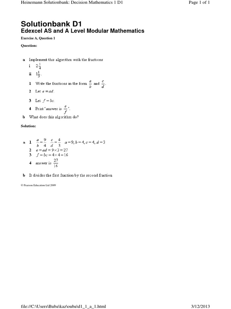 Solutionbank D1: Edexcel AS and A Level Modular Mathematics | PDF ...