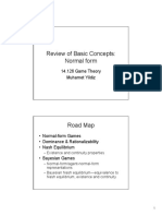 Review of Basic Concepts: Normal Form: 14.126 Game Theory Muhamet Yildiz