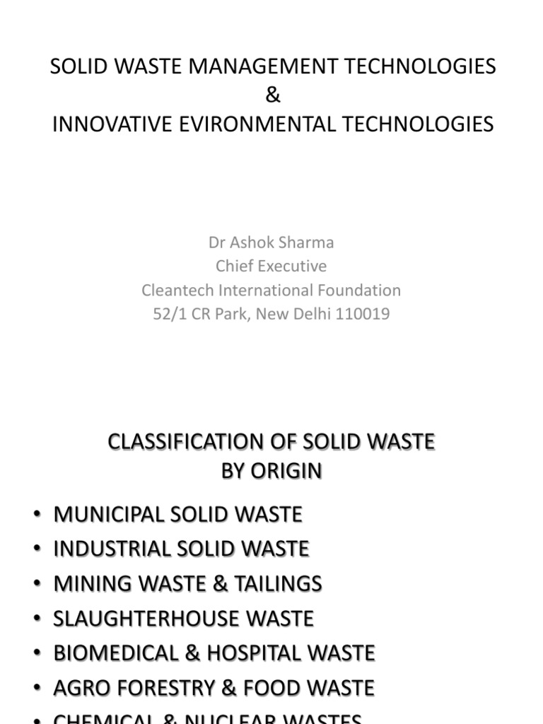 Solid Waste Management Technologies | PDF | Municipal Solid Waste ...