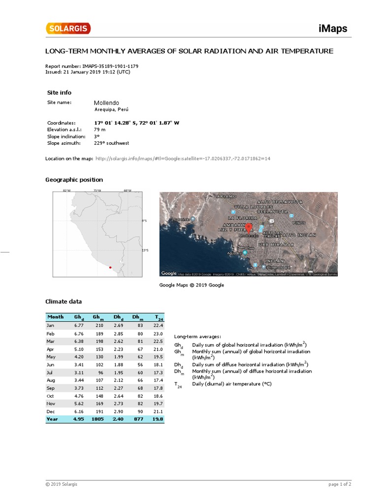 Long-Term Monthly Averages of Solar Radiation and Air Temperature | PDF ...