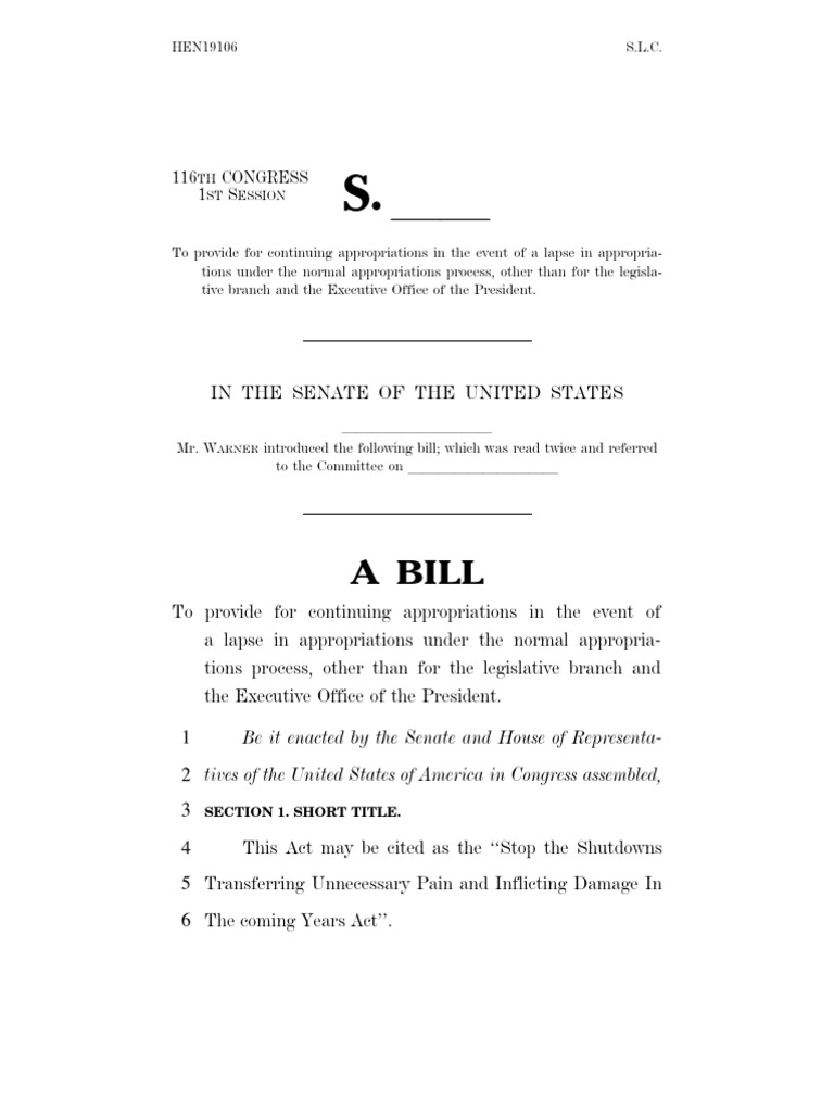 Automatic Continuing Appropriations Act | PDF | Appropriations Bill ...
