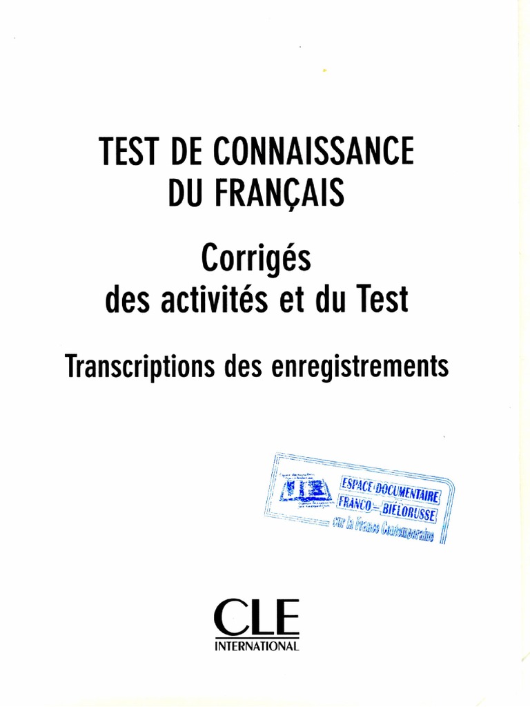 TCF 250 Corriges Des Activites Et Du Test PDF | PDF