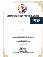 Certificate of Participation 3x3 Bolo Event 2018