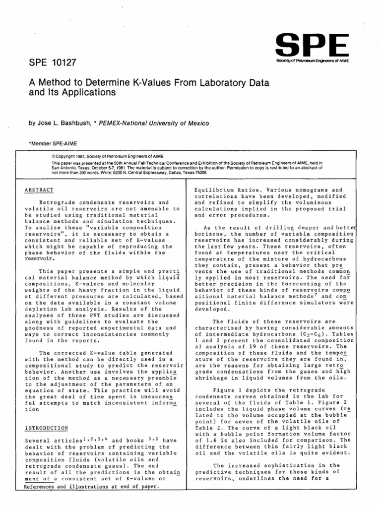 A Method To Determine K Values and From Laboratory Data and Its ...