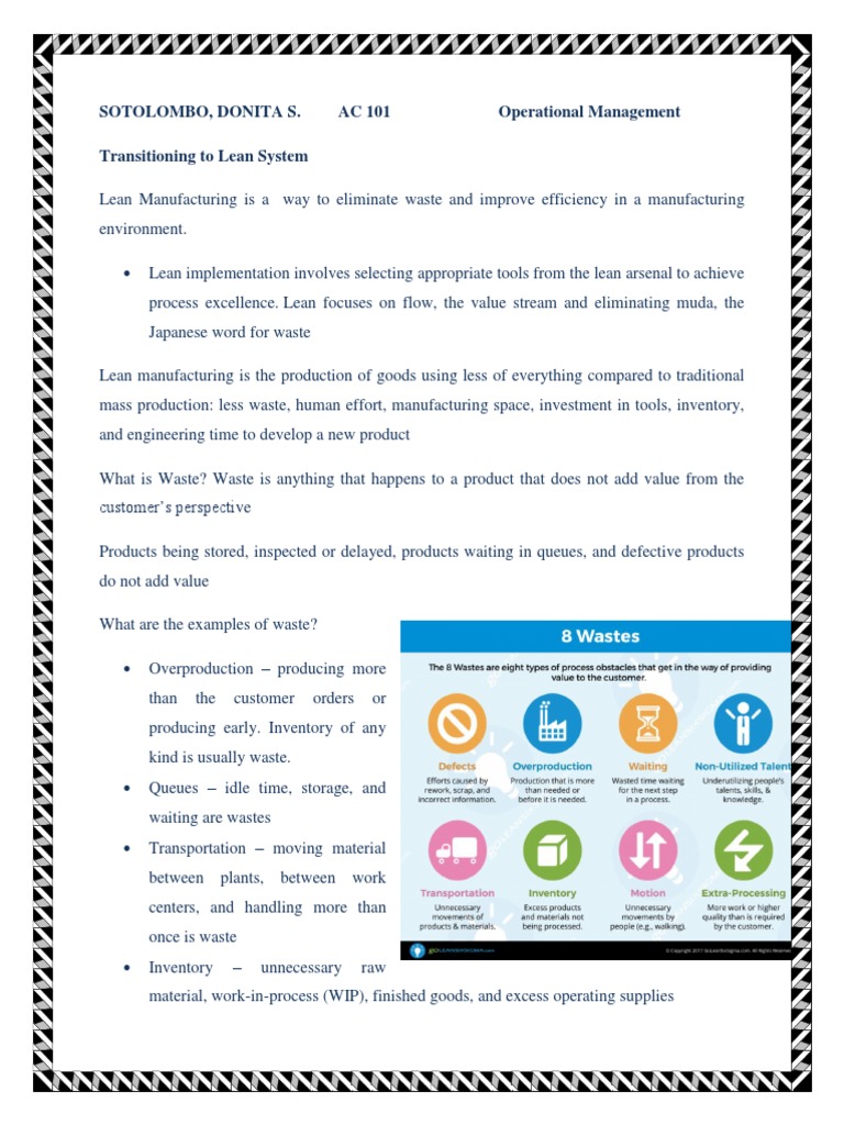 Transitioning to Lean Manufacturing | PDF | Lean Manufacturing | Inventory