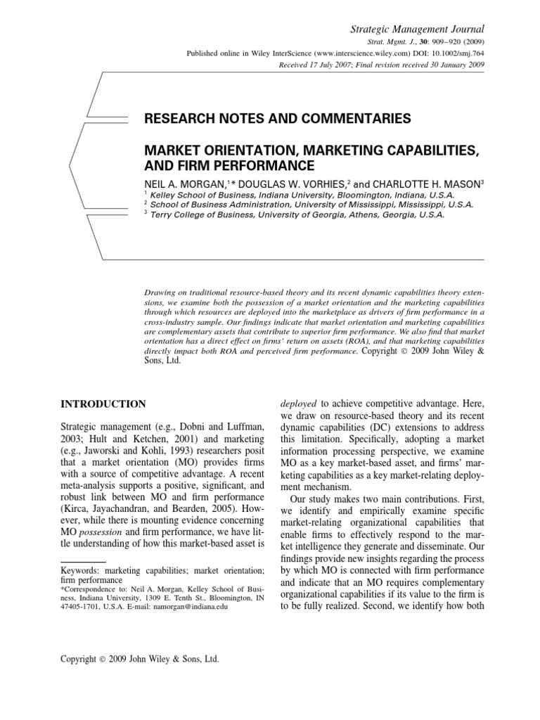 Market Orientation Marketing Capabilities and Firm PDF | PDF ...