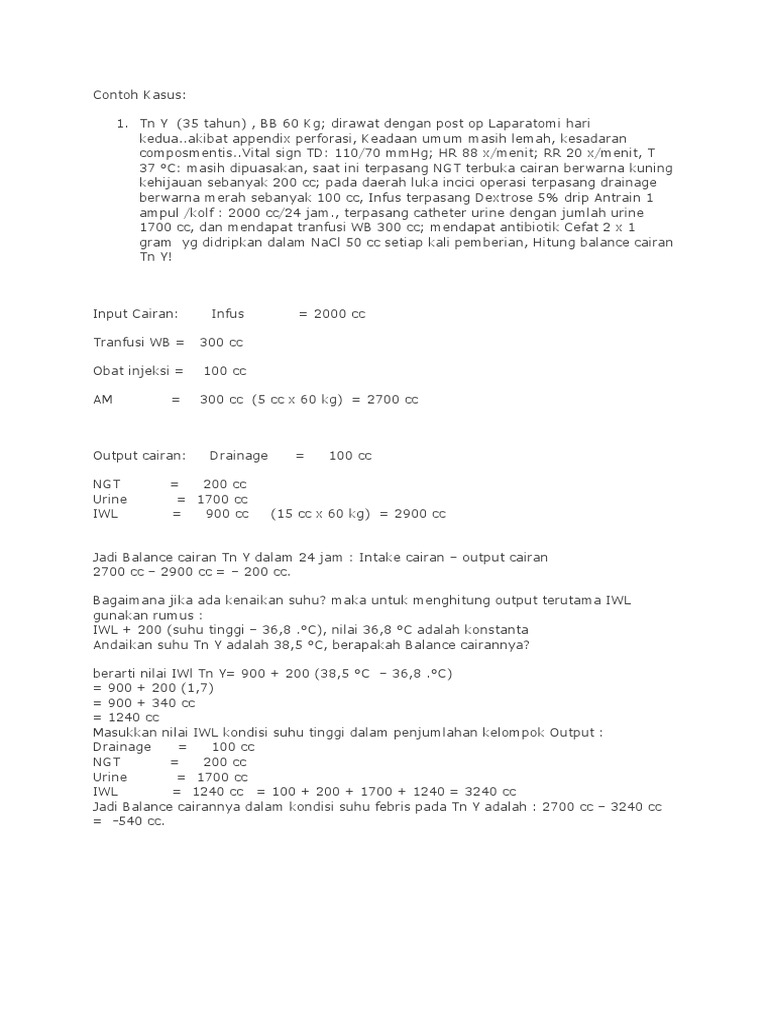 Contoh Soal Balance Cairan