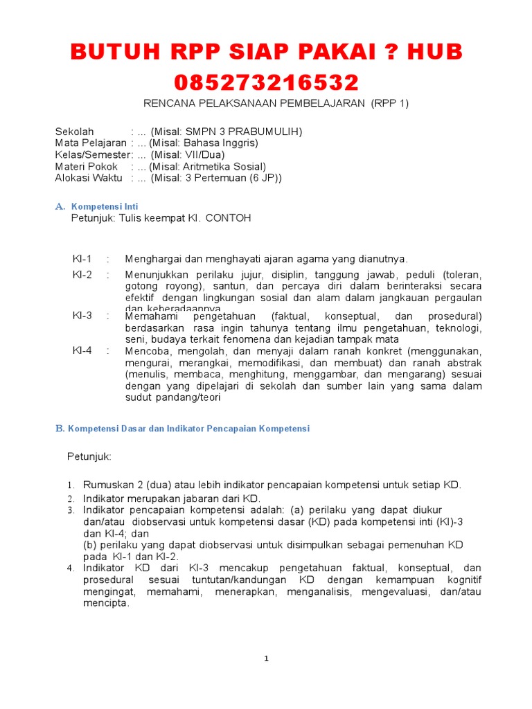 Contoh RPP Abad 21 | PDF