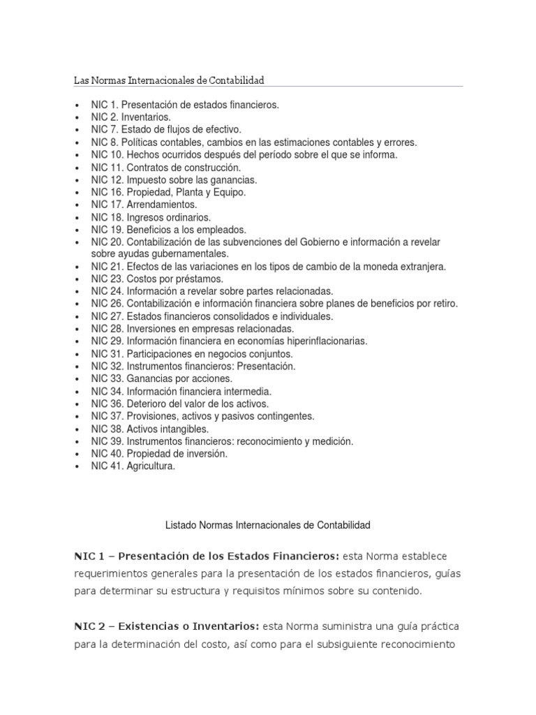 Las Normas Internacionales de Contabilidad | PDF | normas ...