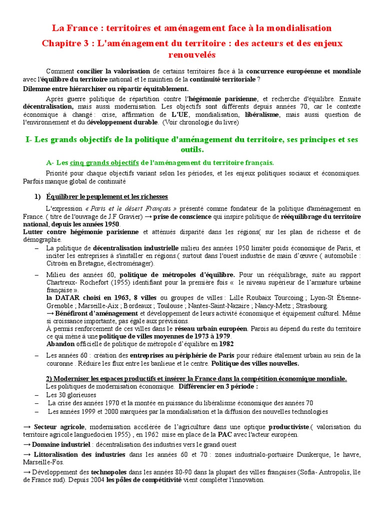 Aménagement du territoire en France | PDF | France | Développement durable