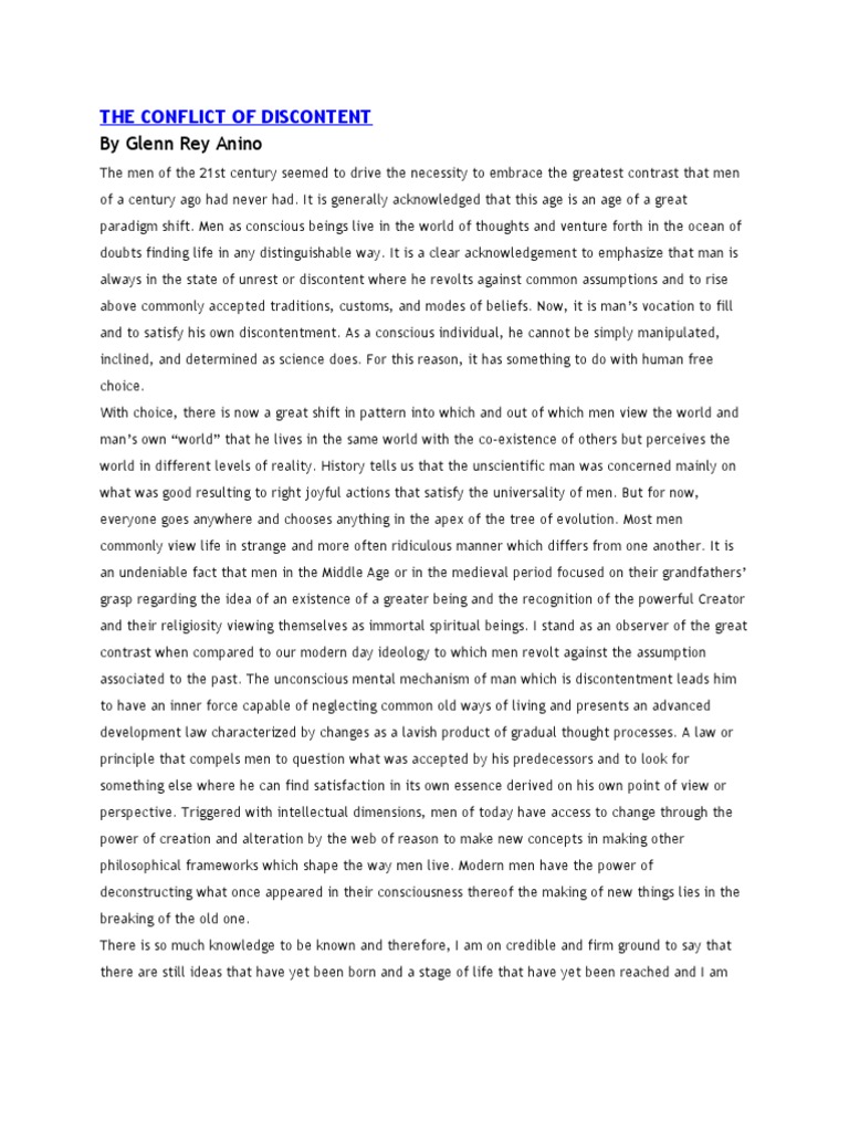 The Conflict of Discontent | PDF | Consciousness | Reason