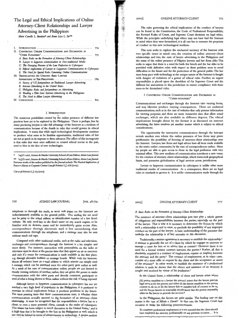 The Legal and Ethical Implications of Online AttorneyClient