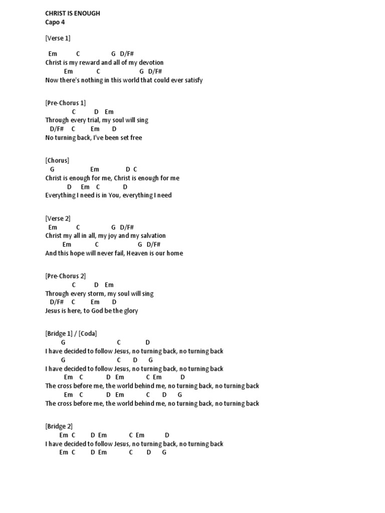 Christ Is Enough Lyrics And Chords