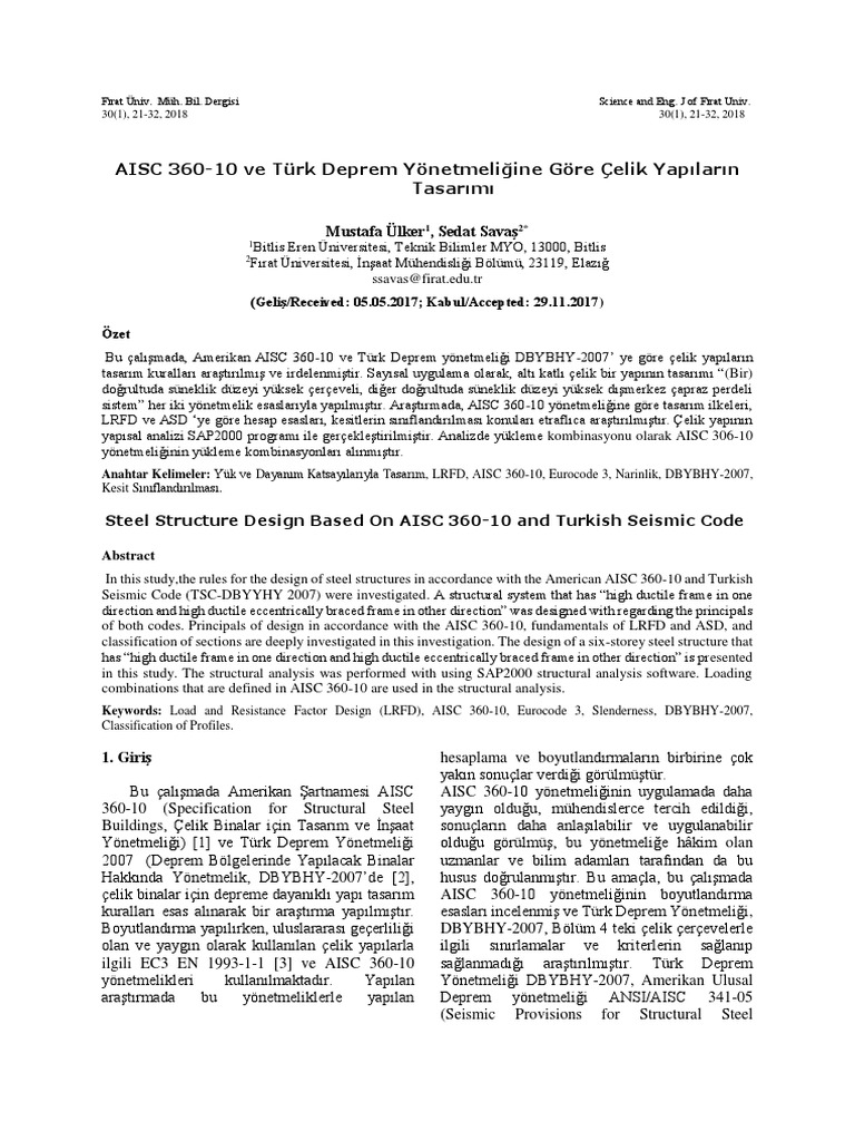 aisc-360-10-ve-t-rk-deprem-y-netmeli-ine-g-re-elik-yap-lar