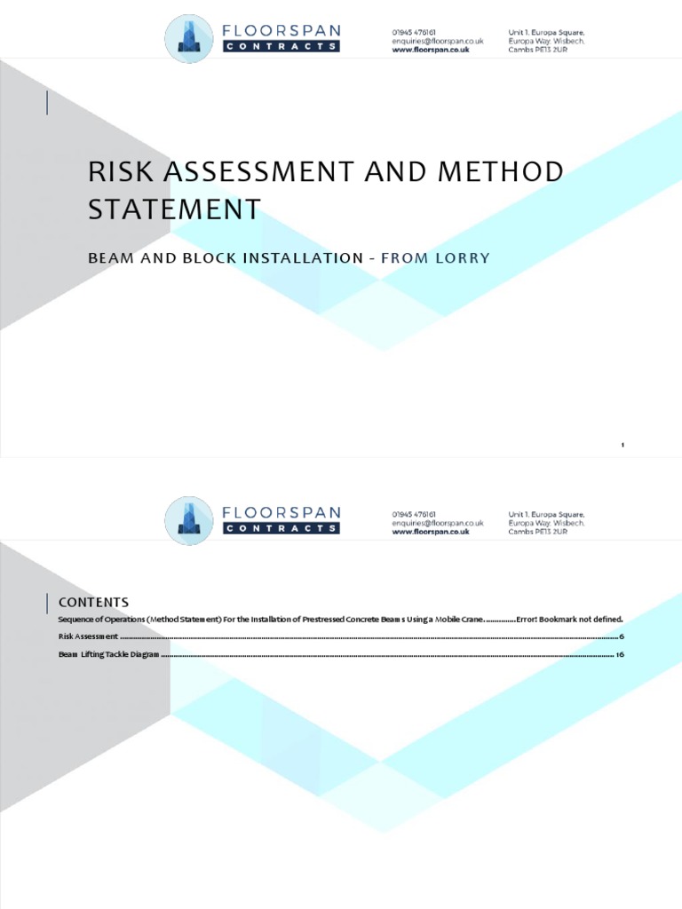 Risk Assessment and Method Statement Beam and Block Installation From ...