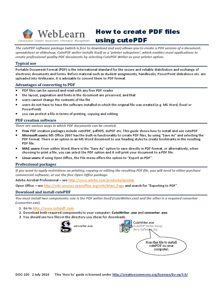 How To Create PDF Files Using Cutepdf: Typical Use | PDF