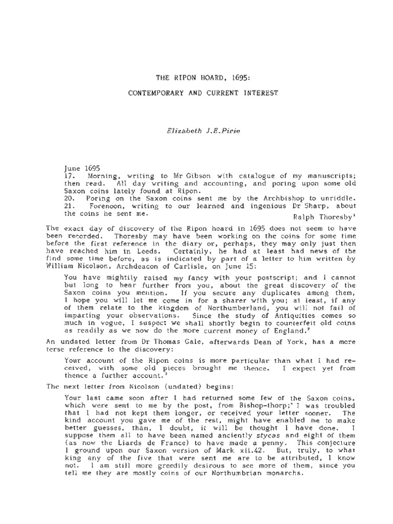 The Ripon Hoard, 1695: Contemporary and Current Interest: Elizabeth J.E ...