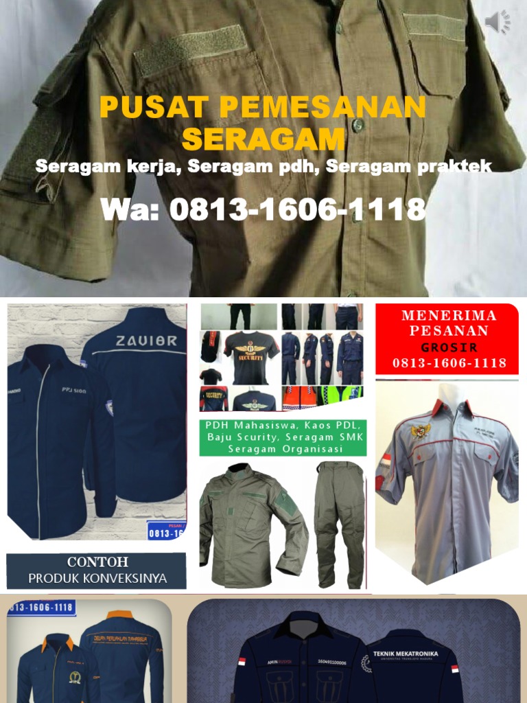 Baju Seragam Pdh Pdl ke Gorontalo WA O813 I606 I118 Desain Baju Pdh ke Pangkalpinang Baju Lapangan ke Banjarmasin