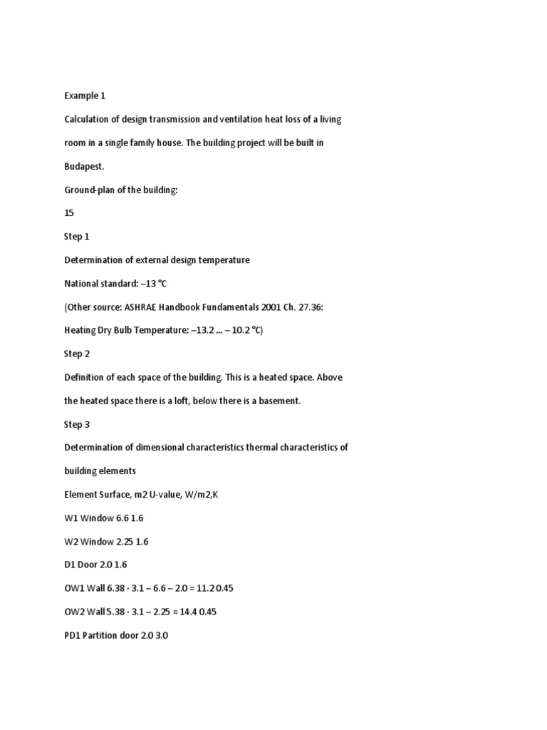 Heat Load Calculation Example PDF Ventilation (Architecture) Wall