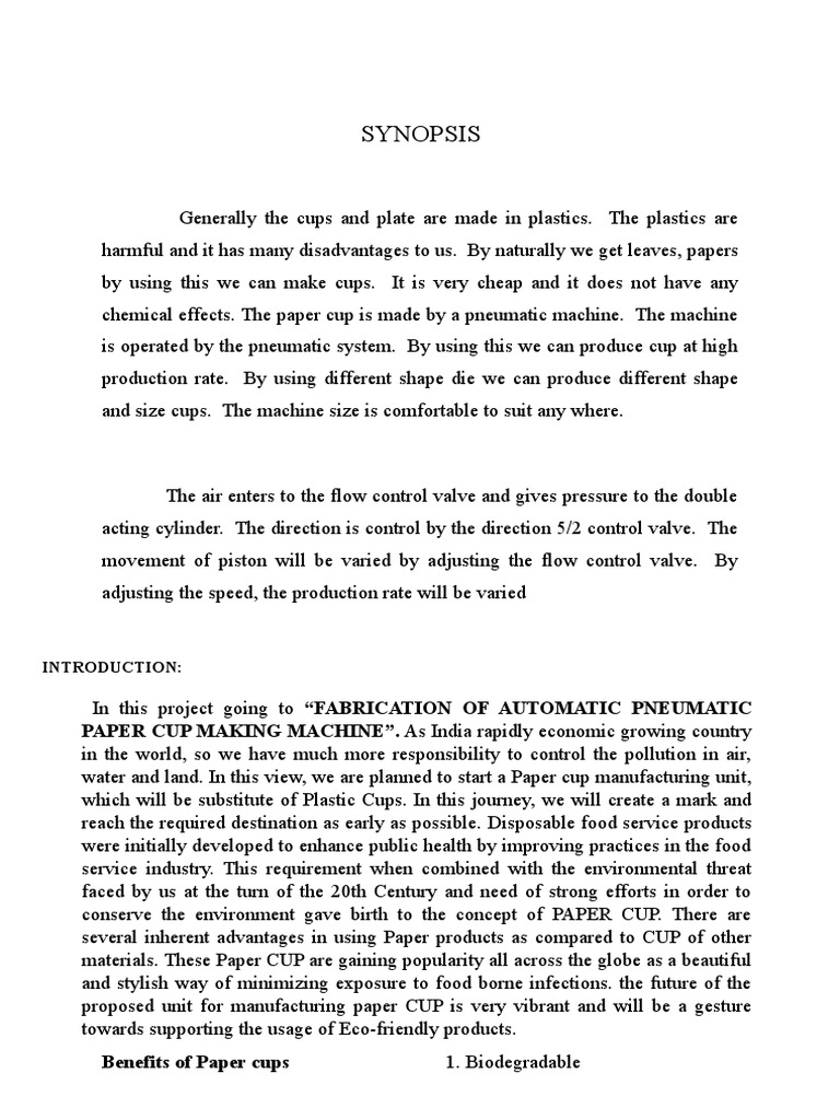 Fabrication of Automatic Pneumatic Paper Cup Making Machine | PDF ...
