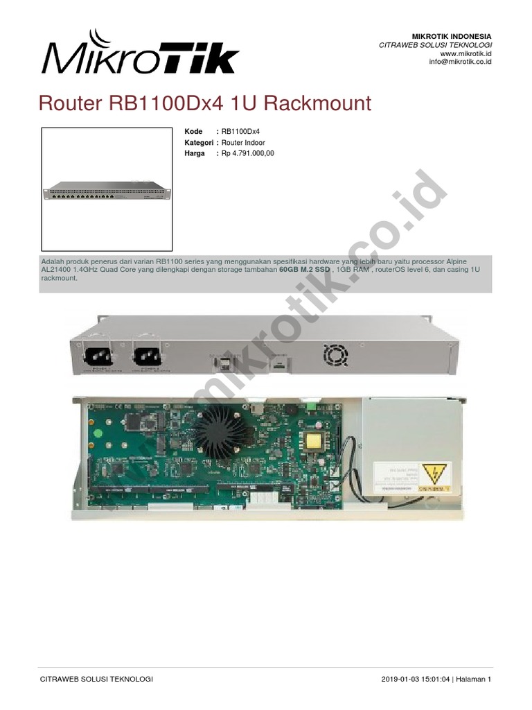 Spesifikasi Router Mikrotik RB1100Dx4 | PDF