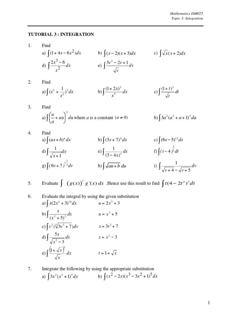 Integration Exercises and Solutions | PDF