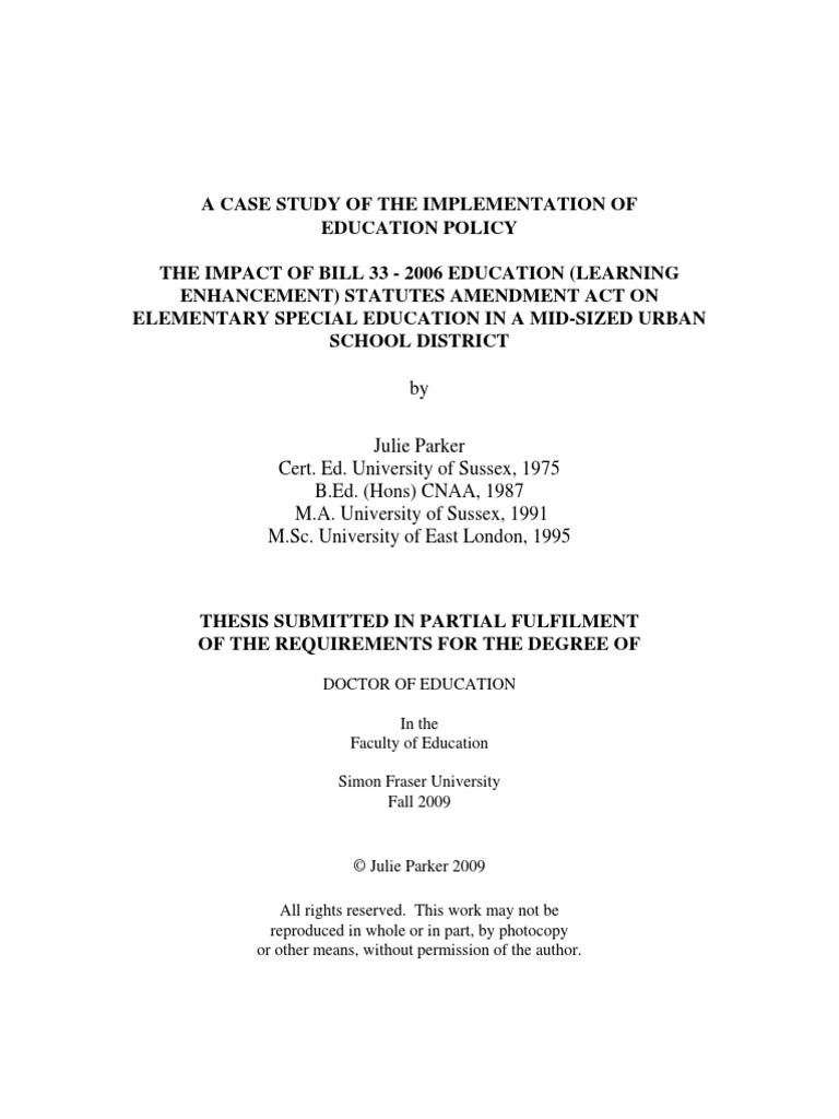 A Case Study of The Implementation of Ed PDF | PDF | Special Education ...